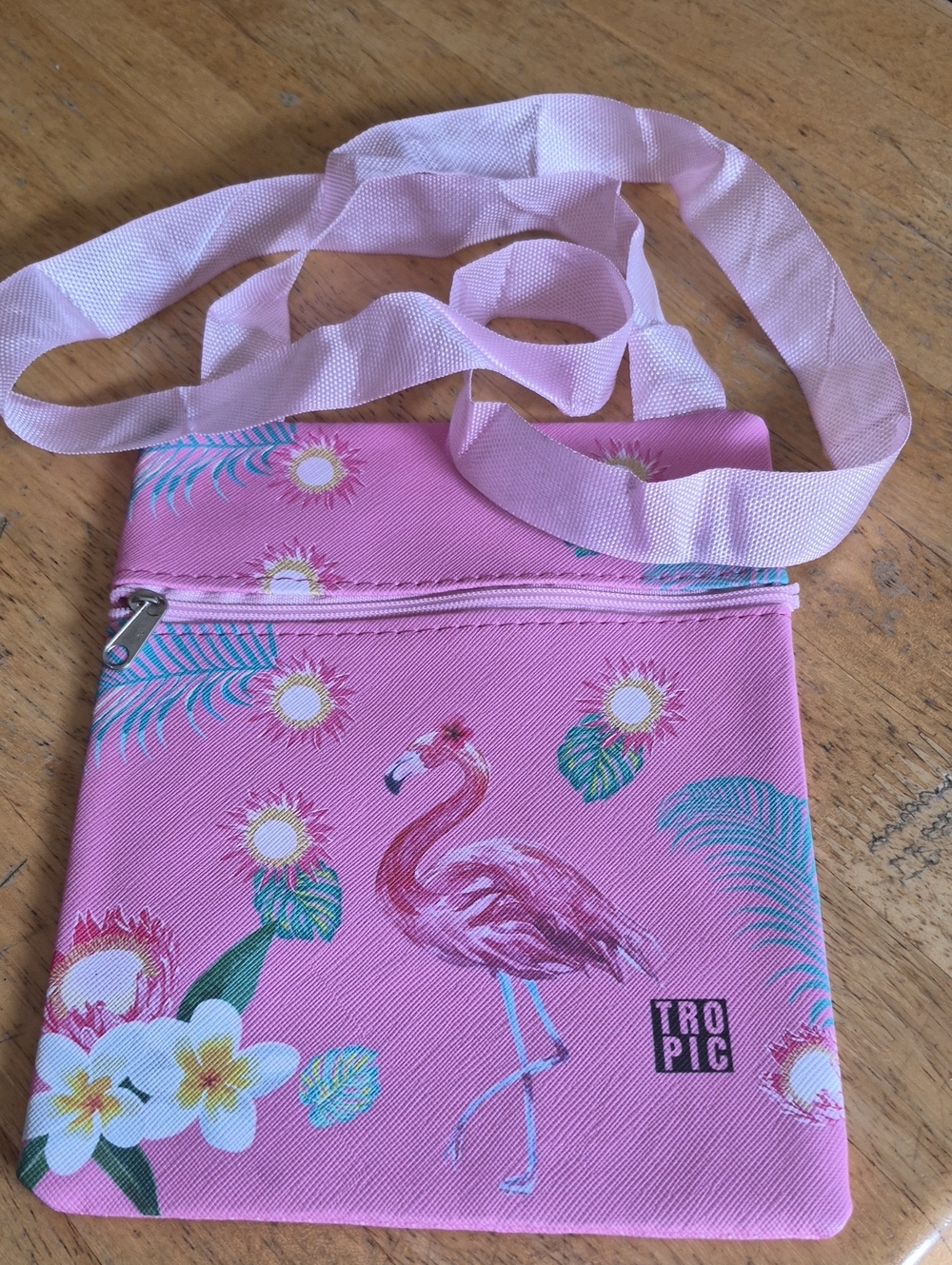 Source Unknown Pink Flamingo Tropical Crossbody Bag